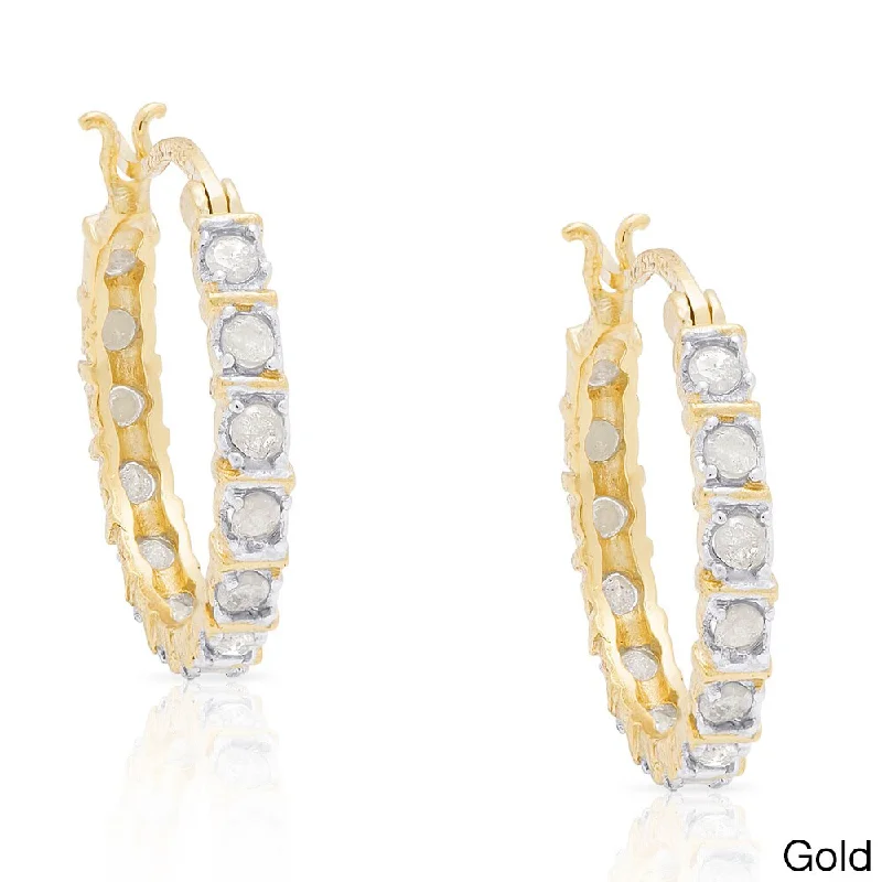 Hypoallergenic Drop Earrings for Sensitive -Finesque Sterling Silver 1/3ct TDW Diamond Hoop Earrings