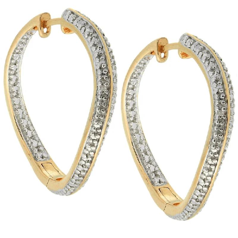 Drop Earrings for Prom Night -Finesque Sterling Silver Diamond Accent Hoop Earrings