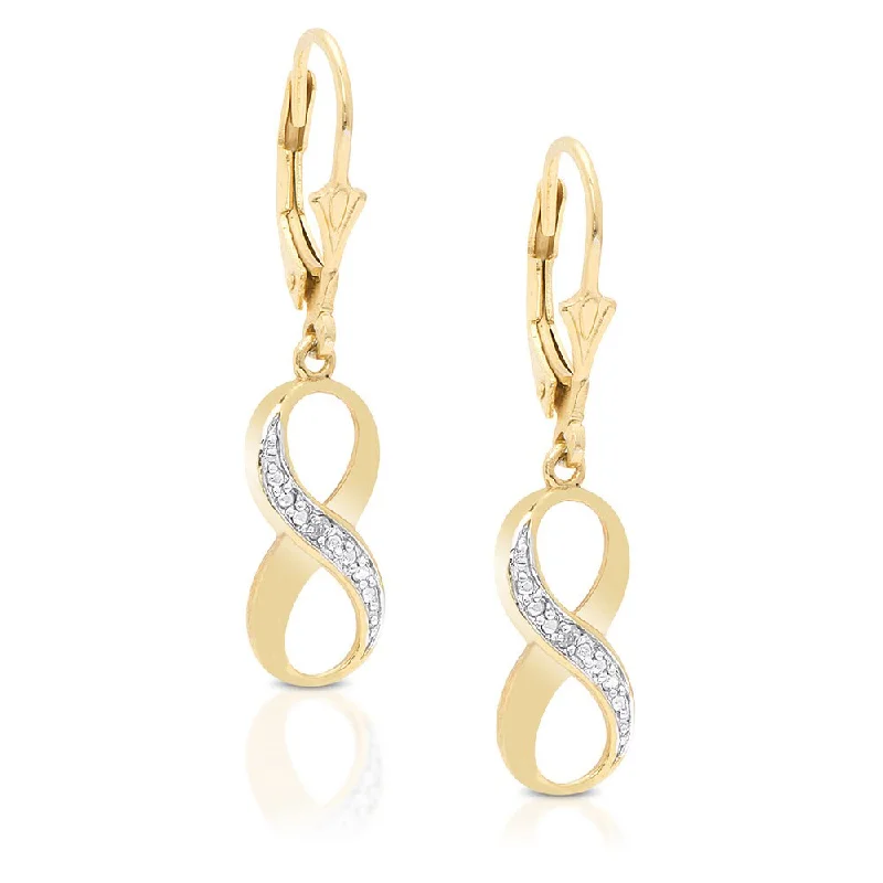 Drop Earrings for Birthday Celebration -Finesque Yellow Gold over Silver Diamond Accent Infinity Earrings