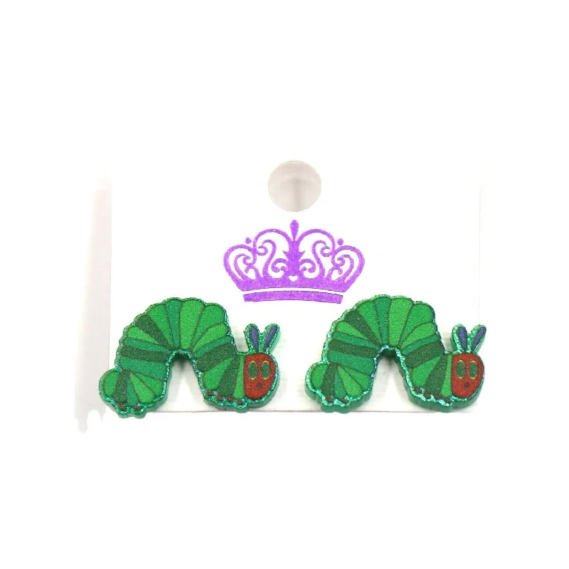 Rhinestone Drop Earrings for Sparkle -Wholesale Acrylic Sheet Personality Cartoon Animal Caterpillar Earrings