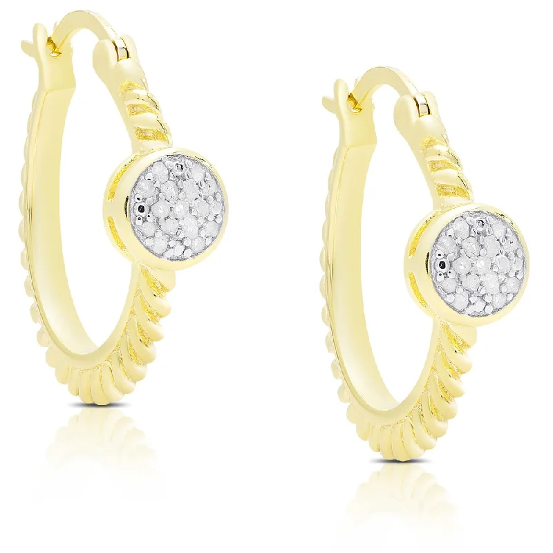 Animal Print Drop Earrings for Fun -Finesque Gold Over Silver Diamond Accent 1/4 Ct TDW Diamond Circle Design Saddleback Earrings