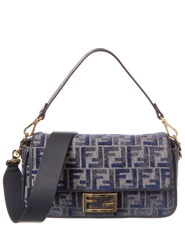 Handle bags with inner compartments for essentials -FENDI Baguette FF Chenille & Leather Shoulder Bag