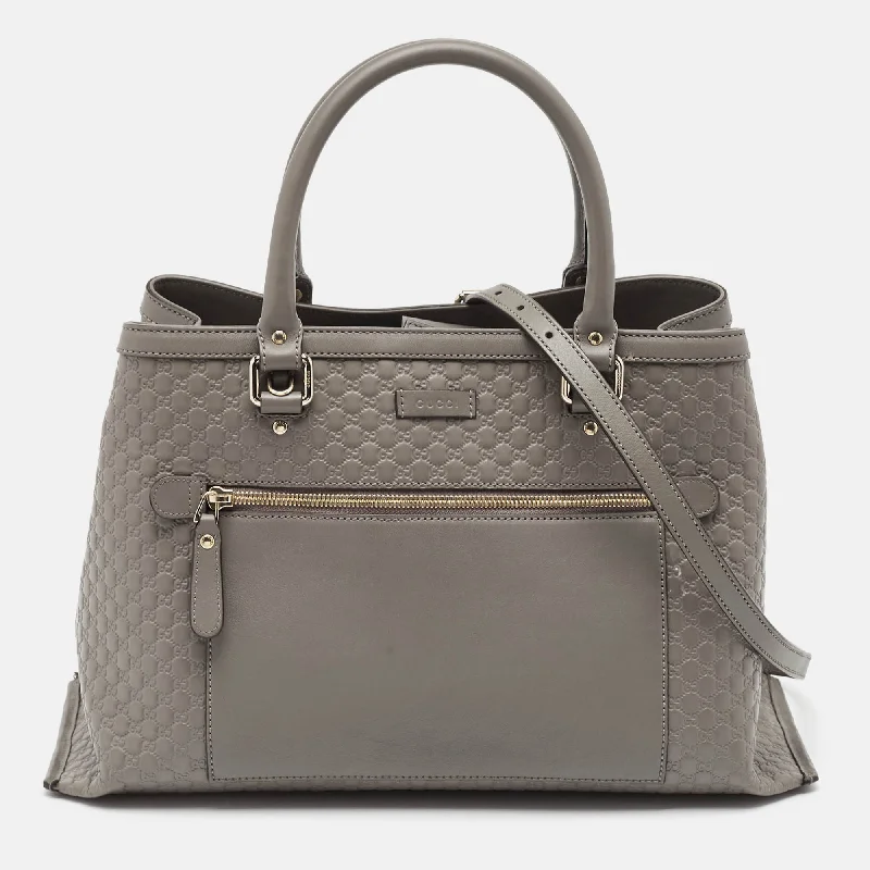 Handle bags with sleek silhouettes for fashion -Gucci Grey Microguccissima Leather Front Zip Tote