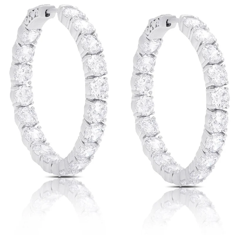 Drop Earrings for Birthday Celebration -Dolce Giavonna Silver Overlay Cubic Zirconia Hoop Earrings