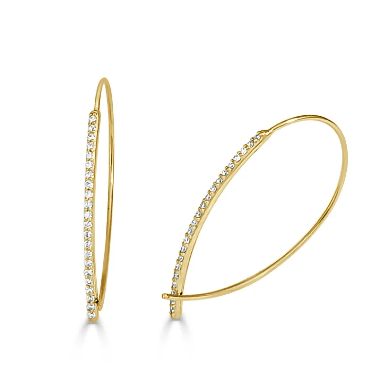 Drop Earrings for School Uniform -Joelle Collection Diamond Thread Hoop Earrings 14K Yellow Gold 1/3 CT TDW