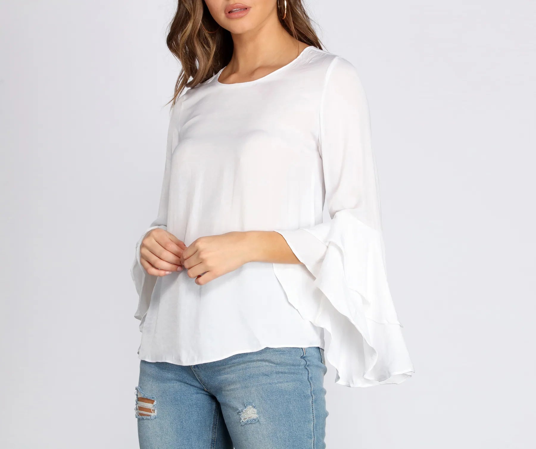 Triple Blouses for Complex -Tiered Ruffle Sleeve Blouse