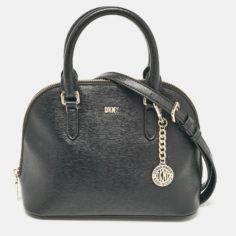 Large handle bags with spacious interior compartments -Dkny Black Leather Dome Satchel