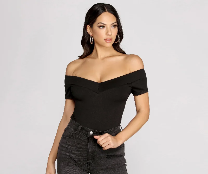 Tight fitted top for women with smooth fabric and flattering silhouette-It's A Necessity Bodysuit