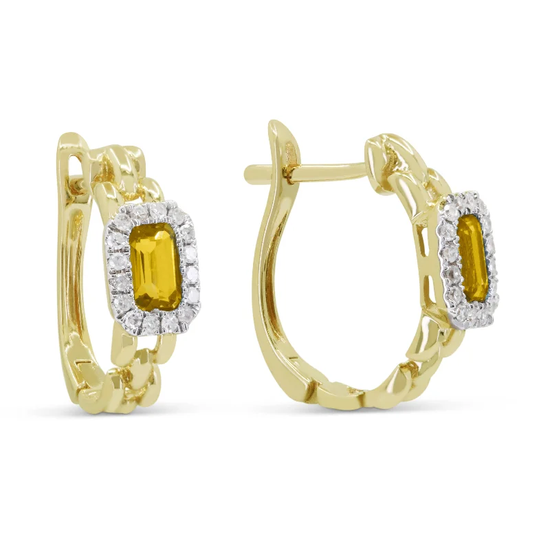 Drop Earrings for Mother's Day -0.70Ct Citrine Hoops Earrings In 14K Yellow Gold