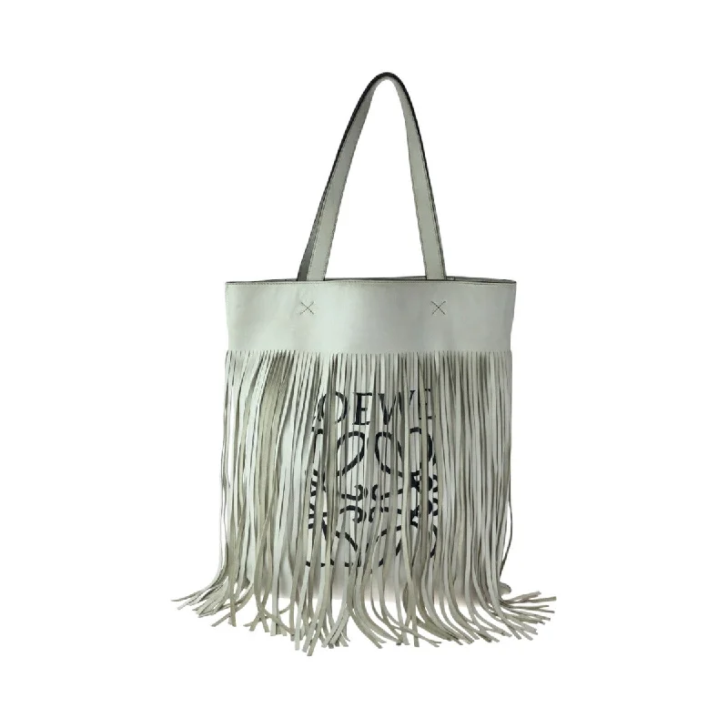 Handle bags with quilted leather for luxury -Loewe Anagram Leather Fringe Tote Bag