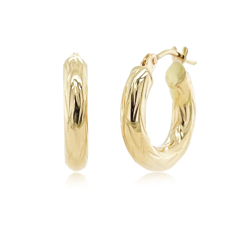 Drop Earrings for Valentine's Day -Joelle Collection 14K Yellow Gold Chubby Hoop Earrings 3x8mm -