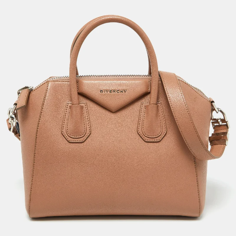 Reversible handle bags offering dual design styles -Givenchy Beige Leather Small Antigona Satchel