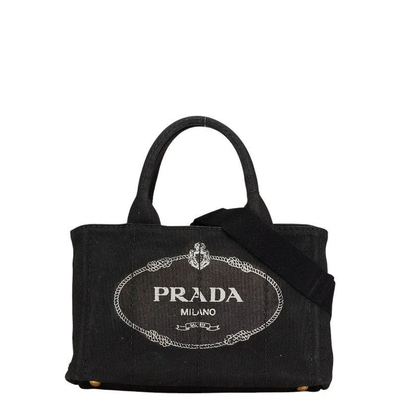 Handle bags with soft leather for luxury -Prada Canapa Triangle Logo Canvas Handbag