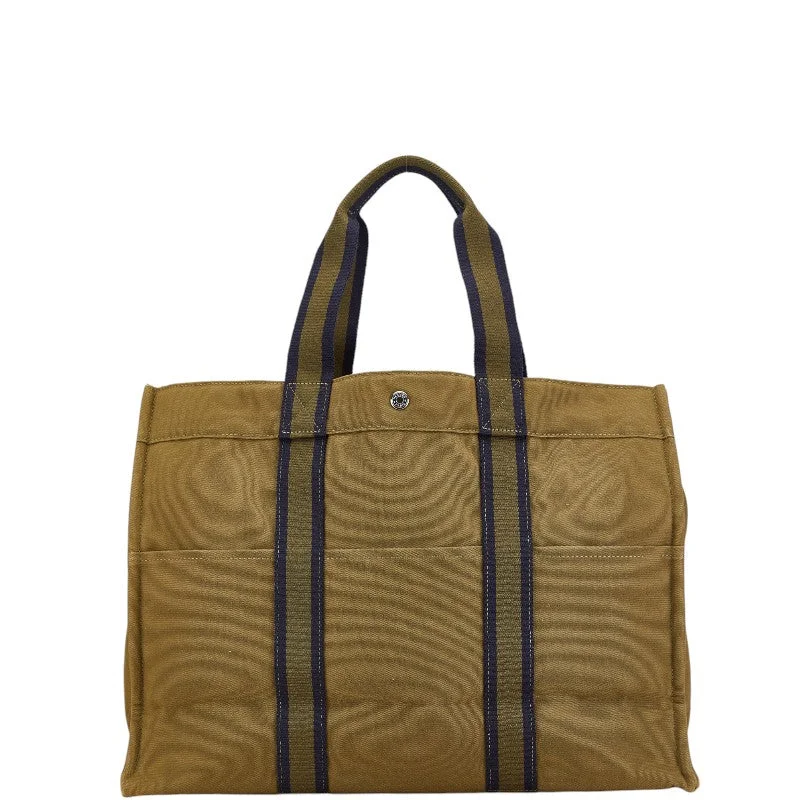 Handle bags with bright neons for visibility -Hermes Canvas Sac Fourre-Tout MM Tote Bag