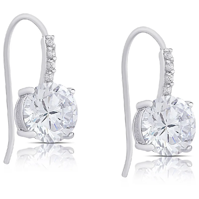 Drop Earrings for Everyday Glamour -Dolce Giavonna Sterling Silver Cubic Zirconia Dangle Earrings