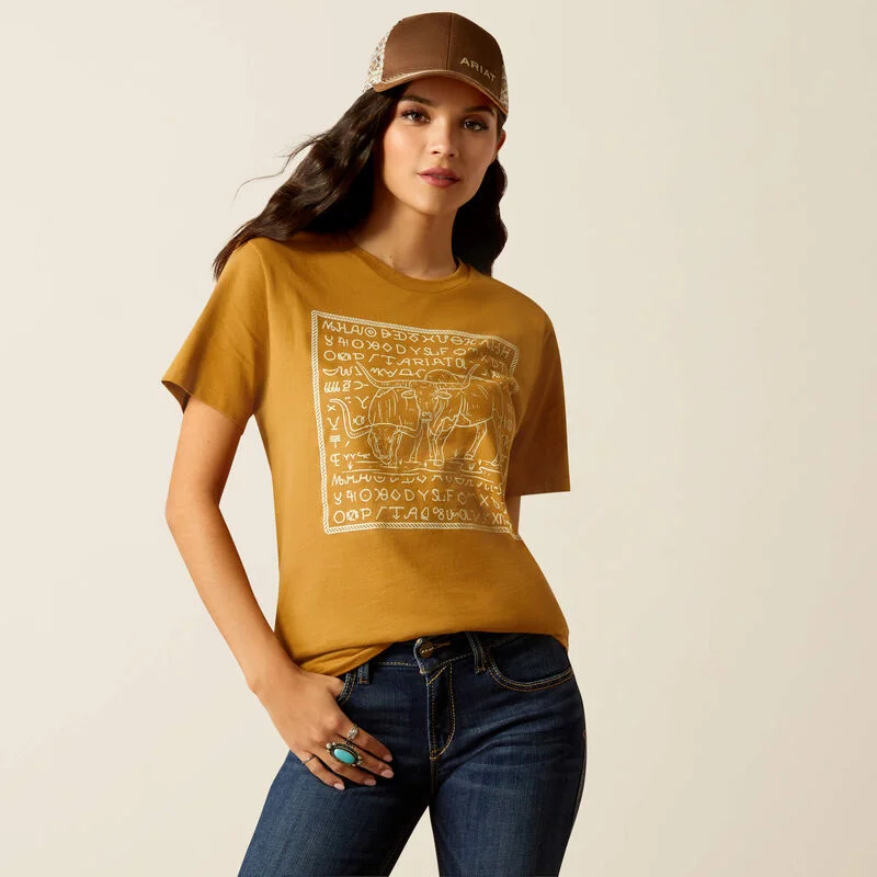 Polyester Shirts for Easy -Ariat Women's Longhorn Brand T-Shirt in Harvest Gold