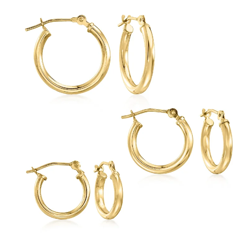 Star Shaped Drop Earrings for Charm -Ross-Simons 14kt Yellow Gold Jewelry Set: 3 Pairs Of Hoop Earrings