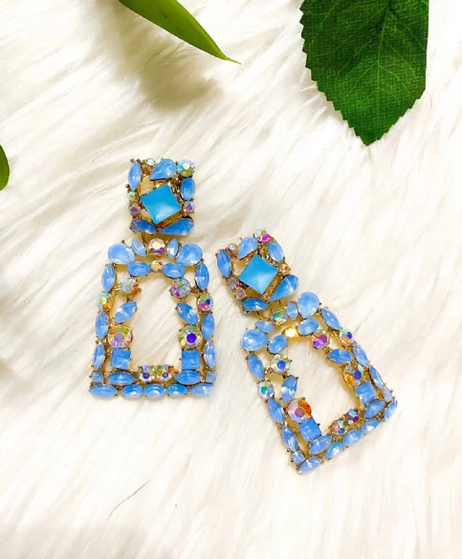 Vintage Drop Earrings with Patina -Women's The Jade Earrings In Azure