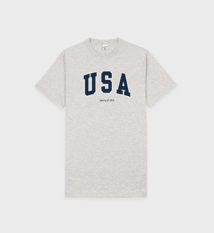 Off Shoulder Blouses for Sexy -USA T-Shirt - Heather Gray/Navy/ White