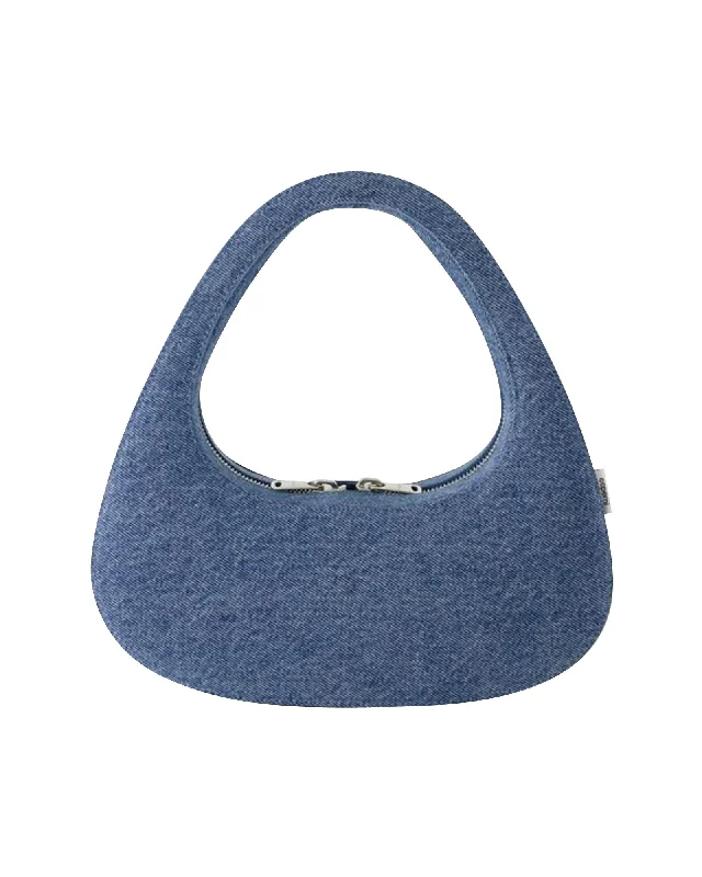 Handle bags with soft velvet for luxury -Swipe Baguette Bag - Coperni - Canvas - Washed Blue