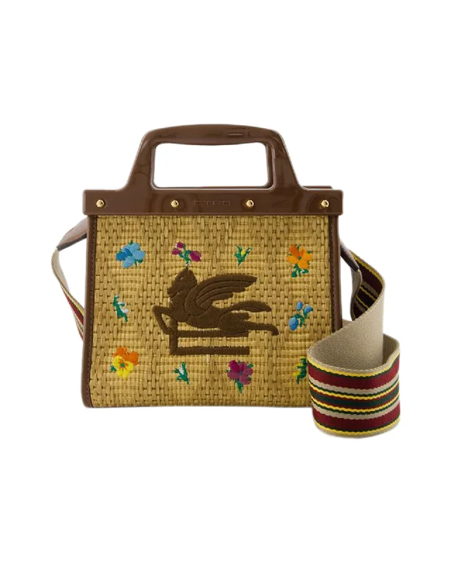 Handle bags with tropical prints for summer -Love Trotter Bag - Etro - Leather - Brown