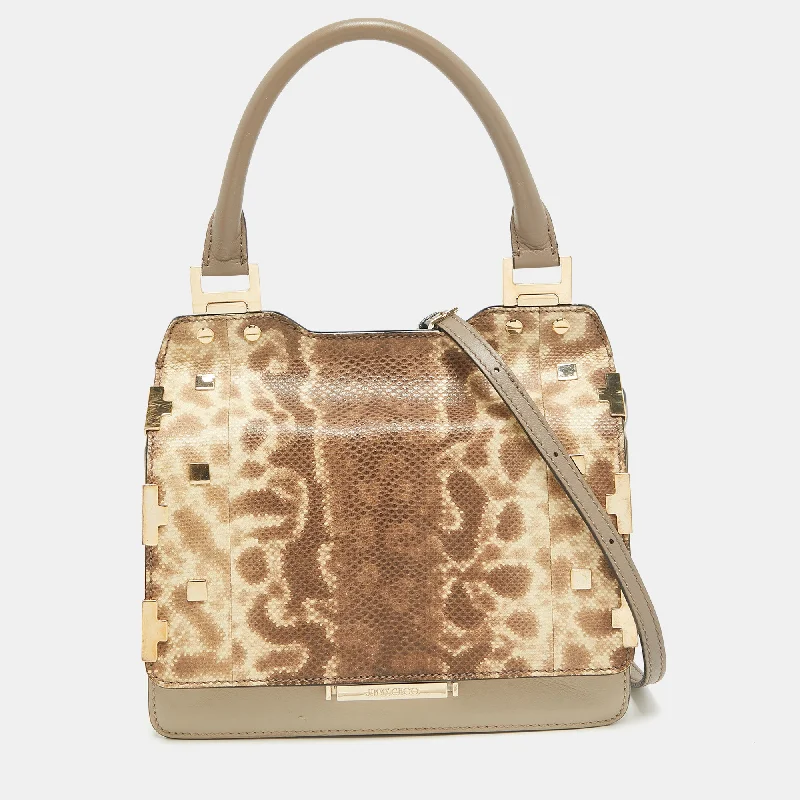 Handle bags with camouflage patterns for edge -Jimmy Choo Tricolor Karung Leather Top Handle Bag