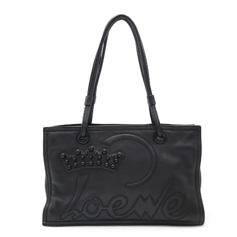 Handle bags with vibrant colors for boldness -Loewe Leather Shopper Tote Bag Black