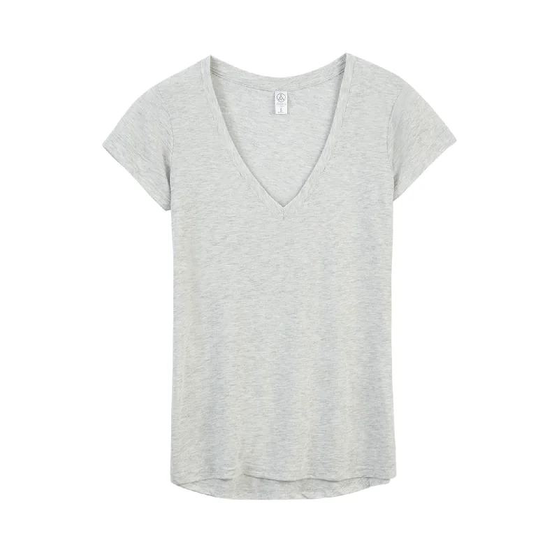 Polyester Shirts for Easy -Slinky Jersey V-Neck T-Shirt (Oatmeal Heather)