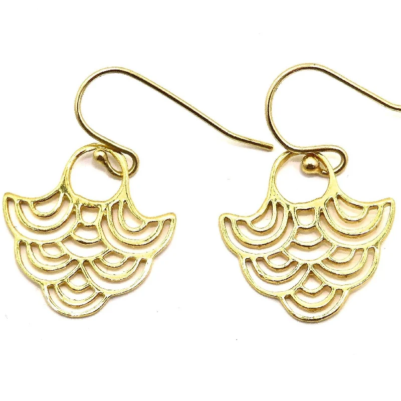 Drop Earrings for Party Look -Wavy Geo Earrings - Gold