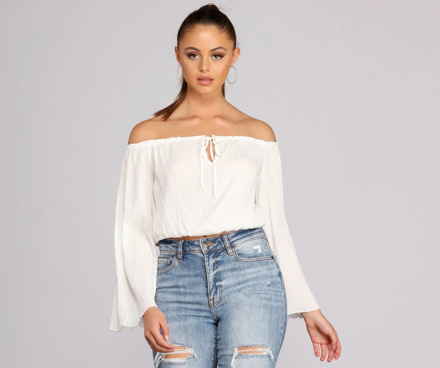 Chiffon Blouses for Feminine -Breezy Boho Keyhole Blouse