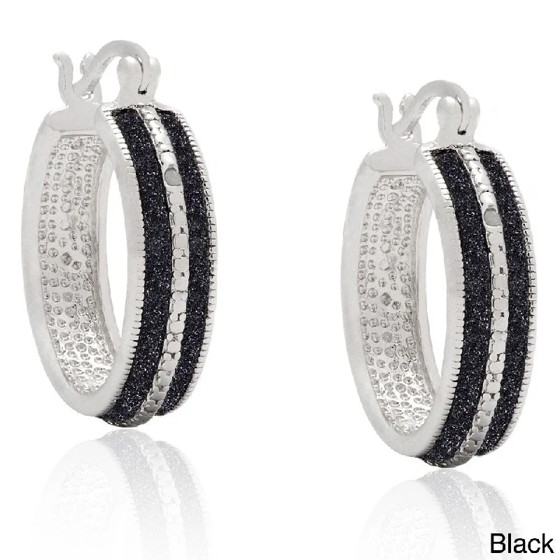 Drop Earrings with Matte Finish -Finesque Silverplated Diamond Accent Hoop Earrings