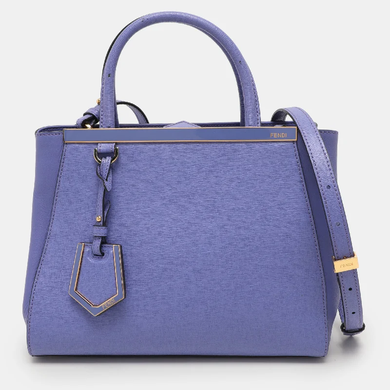 Handle bags with soft leather for luxury -Fendi Purple Leather Small 2Jours Tote