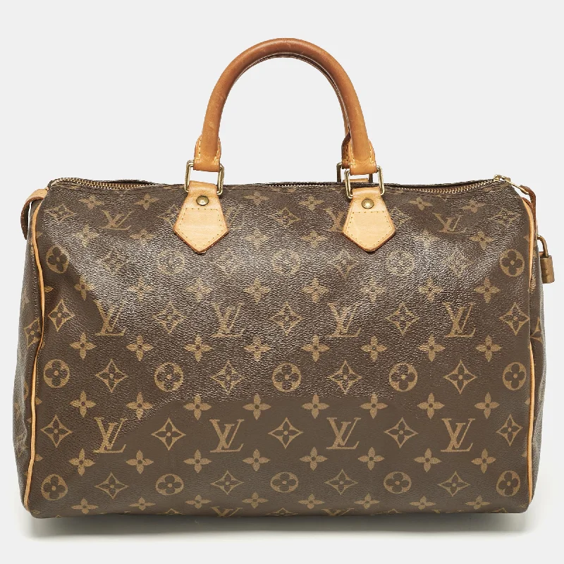 Canvas handle bags perfect for casual outings -Louis Vuitton Monogram Canvas Speedy Bandouliere 35 Bag