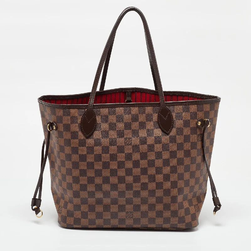 Handle bags with spacious interiors for storage -Louis Vuitton Damier Ebene Canvas Neverfull Mm Bag