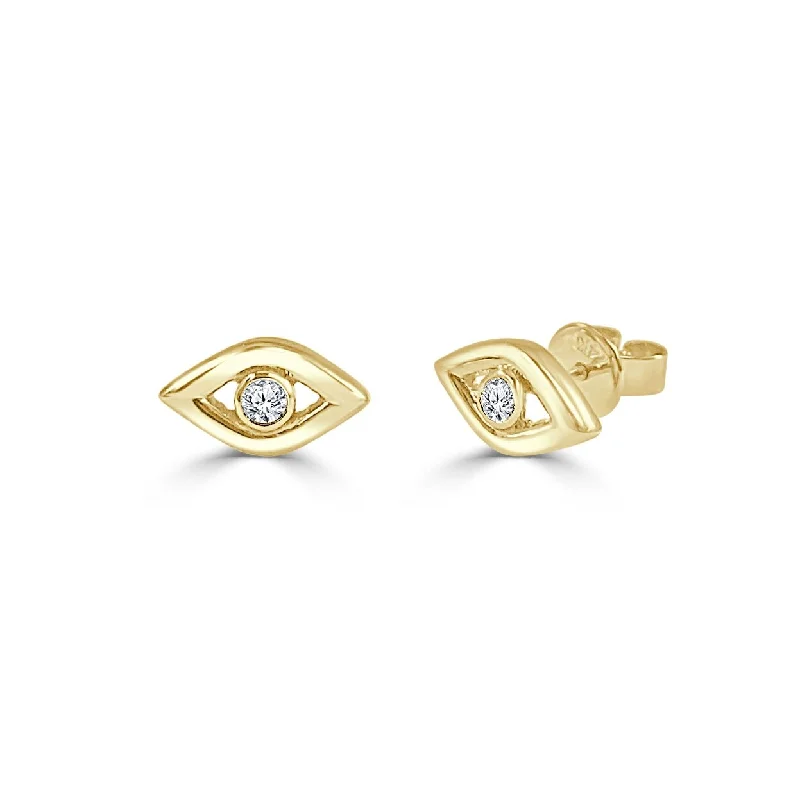 Celtic Drop Earrings with Knotwork -Joelle Collection Diamond Evil Eye Studs Earrings 14K Yellow Gold 1/10 ct.