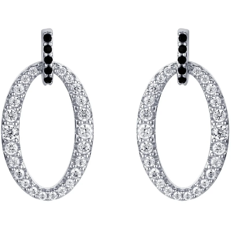 Large Drop Earrings for Statement -Sterling Silver Cubic Zirconia Eternity Drop Earrings