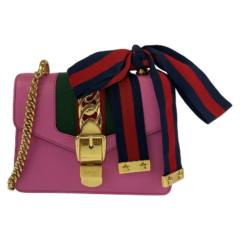 Handle bags with retro logos for charm -Gucci Sylvie Mini Leather Shoulder Bag