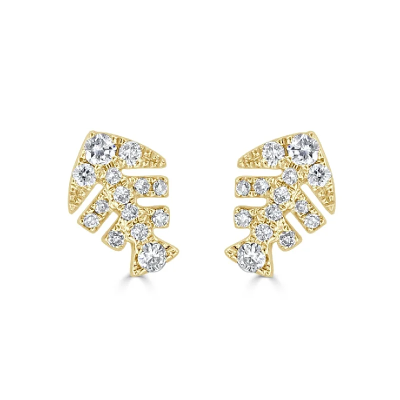 Celtic Drop Earrings with Knotwork -Joelle Collection Diamond Fish Bone Studs Earrings 18k Yellow Gold 1/10 ct TDW