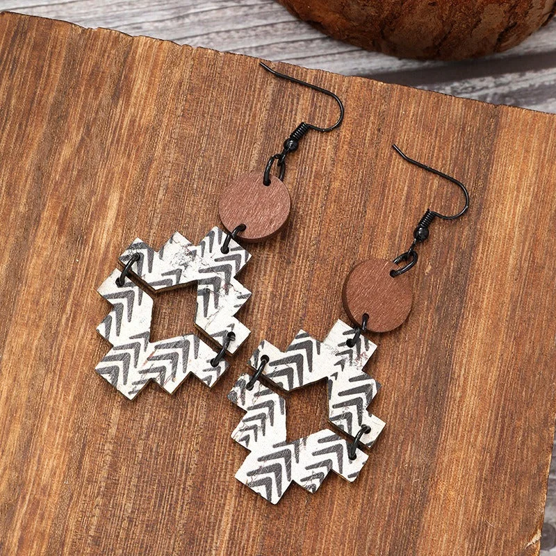 Small Drop Earrings for Delicate -Wholesale Wooden Retro Style Natural Cork Crack Earrings