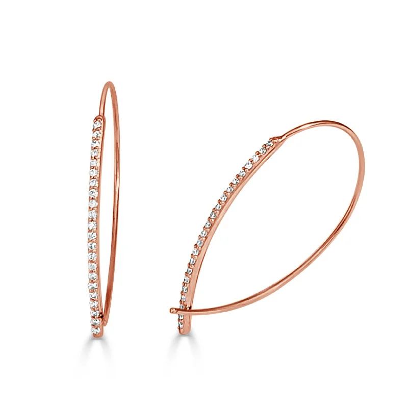 Drop Earrings for Wellness Routine -Joelle Collection Diamond Thread Hoop Earrings 14K Rose Gold 1/3 CT TDW