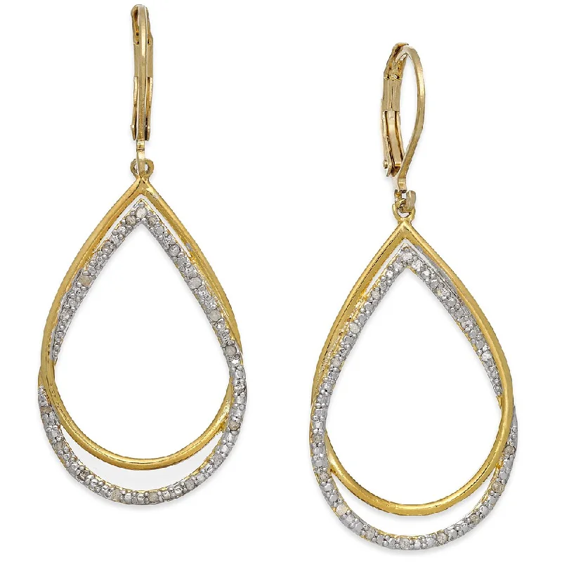 Retro Drop Earrings for Nostalgia -Finesque Gold Over Sterling Silver 1/4 Ct TDW Diamond Dangling Earrings