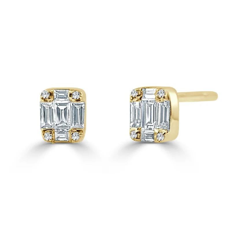 Drop Earrings for Festival Style -Joelle Collection Diamond Baguette 1/4ct TDW Studs Earrings 14K Rose Gold