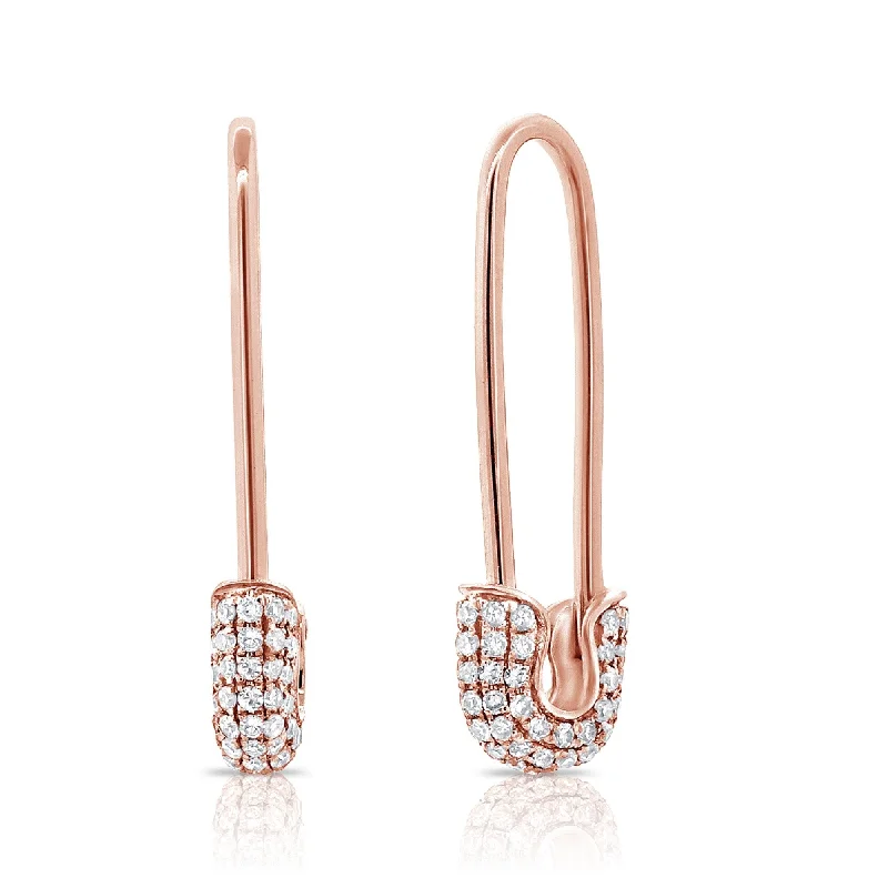 Leverback Drop Earrings for Comfort -Joelle Collection Diamond Safety Pin Earrings 1/2 ct. 14K Gold