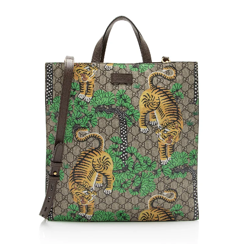 Handle bags with rugged canvas for outdoors -Gucci GG Supreme Bengal Tiger Tote