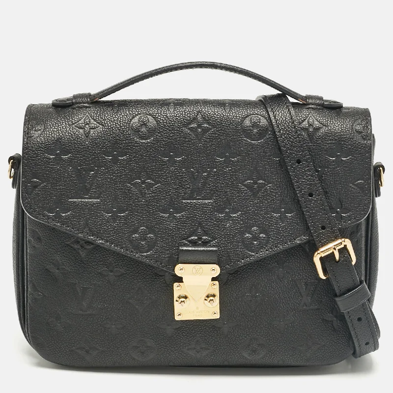 Handle bags with structured shapes for class -Louis Vuitton Black Monogram Empreinte Pochette Metis Shoulder Bag