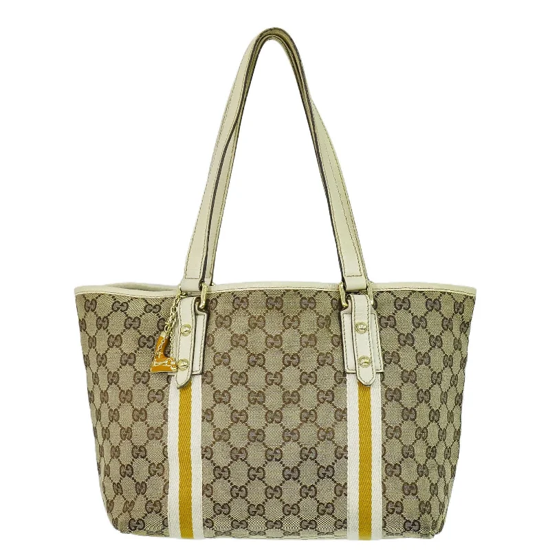 Handle bags with vintage clasps for nostalgia -Gucci Sherry  Canvas Tote Bag (Pre-Owned)