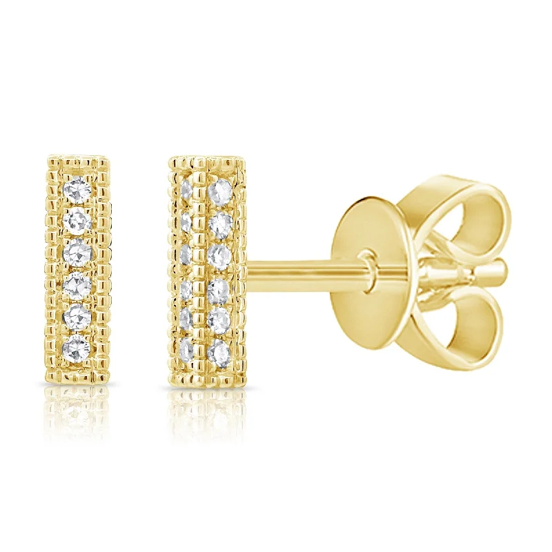 Crystal Drop Earrings for Sparkle -Joelle Collection Diamond Bar Stud Earring 14K Yellow Gold Earrings