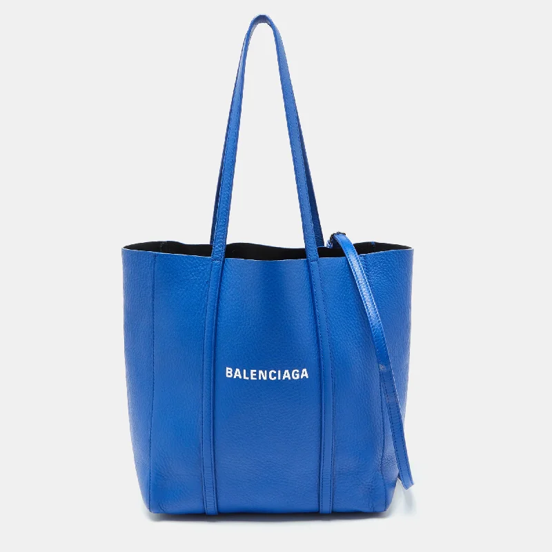 Handle bags with tie-dye patterns for fun -Balenciaga Blue Leather Bazar Shopper Tote