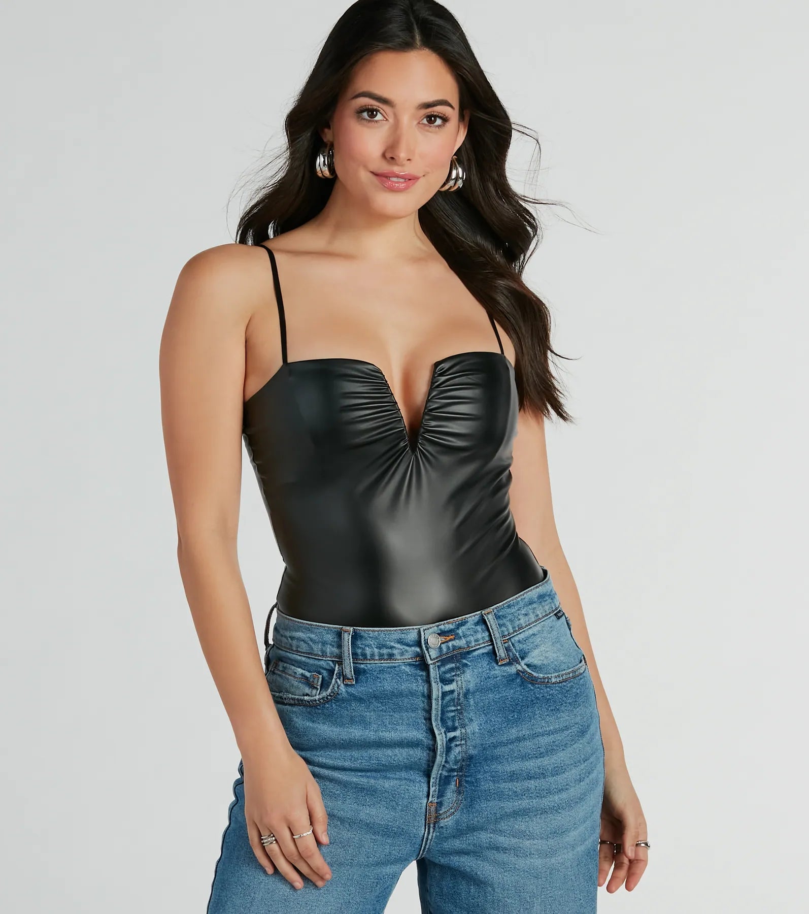 Tight zip-up top for women with functional zipper and trendy look-Cool Girl Certified Faux Leather Bodysuit