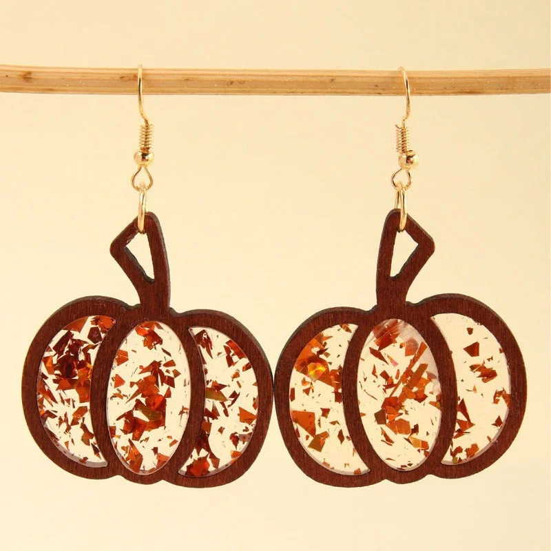 Lead Free Drop Earrings for Health -Wholesale Halloween Simple Fashion Personalized Novel Splicing Pumpkin Acrylic Earrings